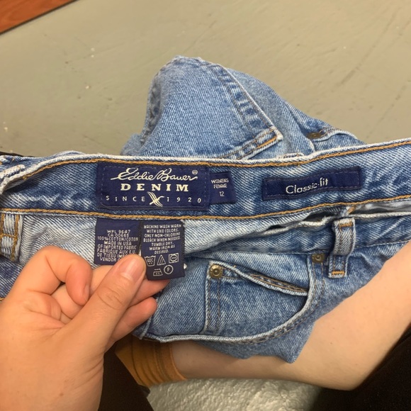 VTG Eddie Bauer Classic Fit Faded Blue Denim Mom Jeans Size 12 - Picture 11 of 12
